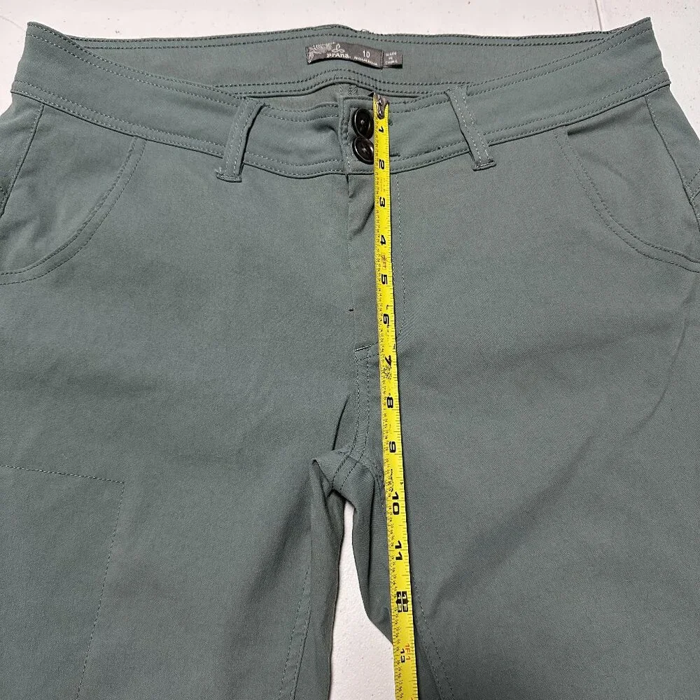 PrAna Halle Straight Smoky Blue Hiking Climbing Pants Stretch Roll-up Legs Sz 10 - Picture 10 of 13